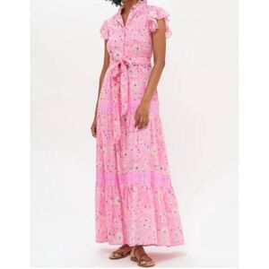 ⭐️OLIPHANT ruffle collar button maxi dress in pink Carolina. Size medium!⭐️